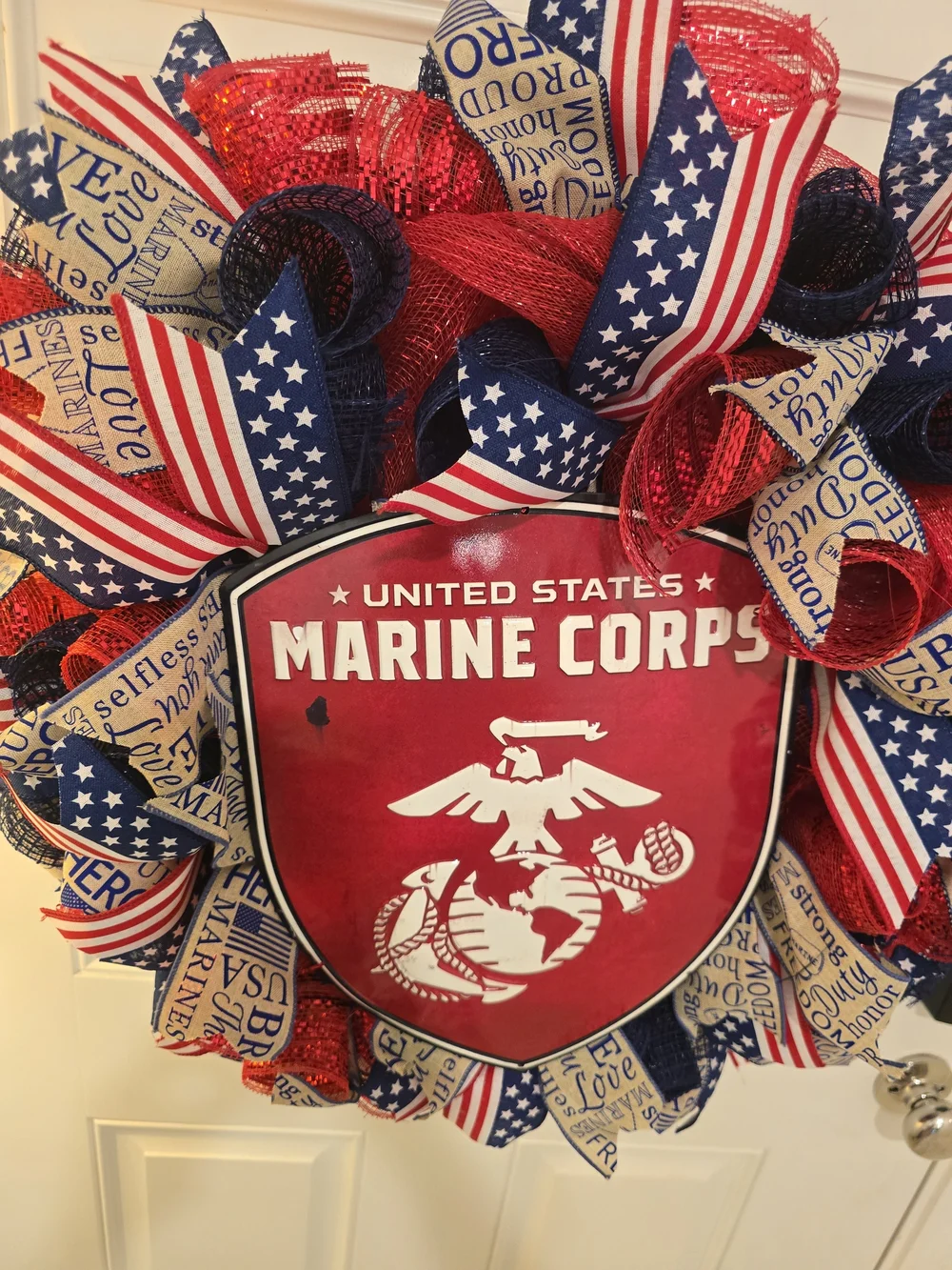 United States Marine Corps Patriotic Wreath - Red, White & Blue USMC